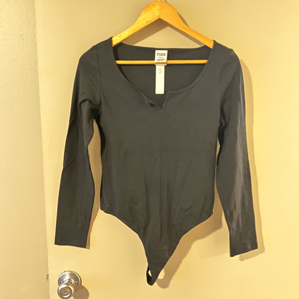 PINK Medium black long sleeve bodysuit, NWT, size medium
